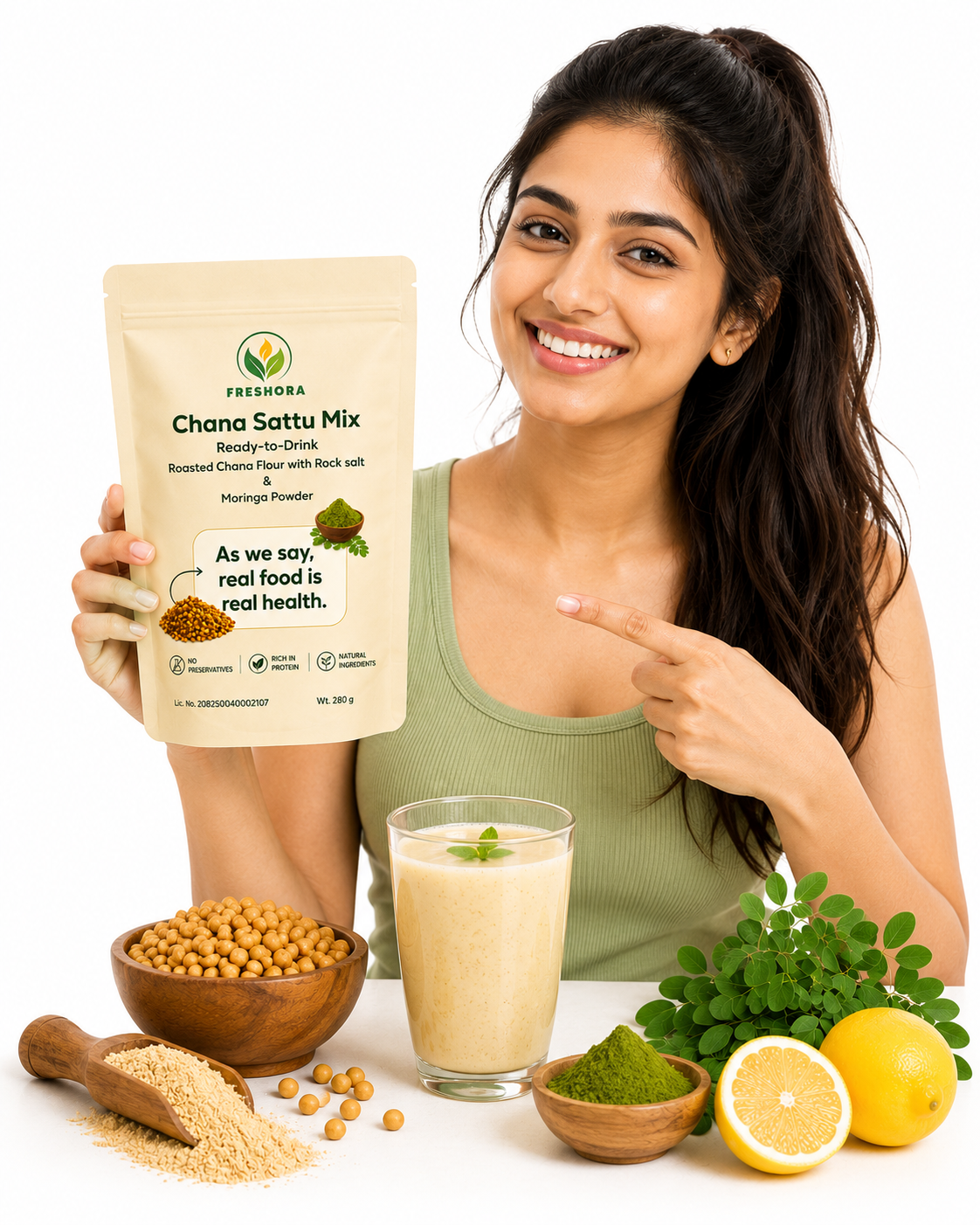 Freshora Chana Sattu With Moringa Powder